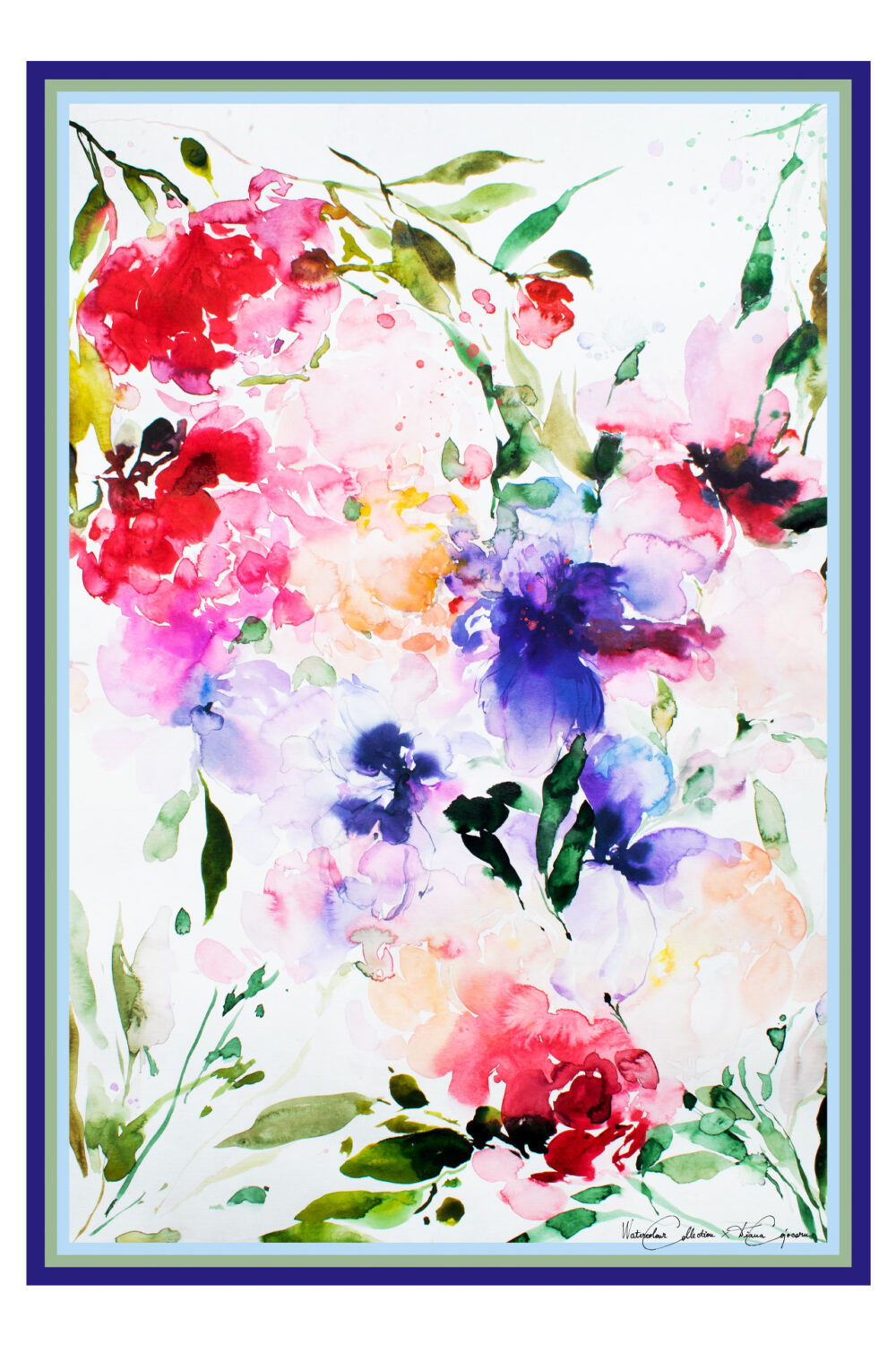 Écharpes en soie Petite écharpe Royal Irises - dianacojocaru.fr