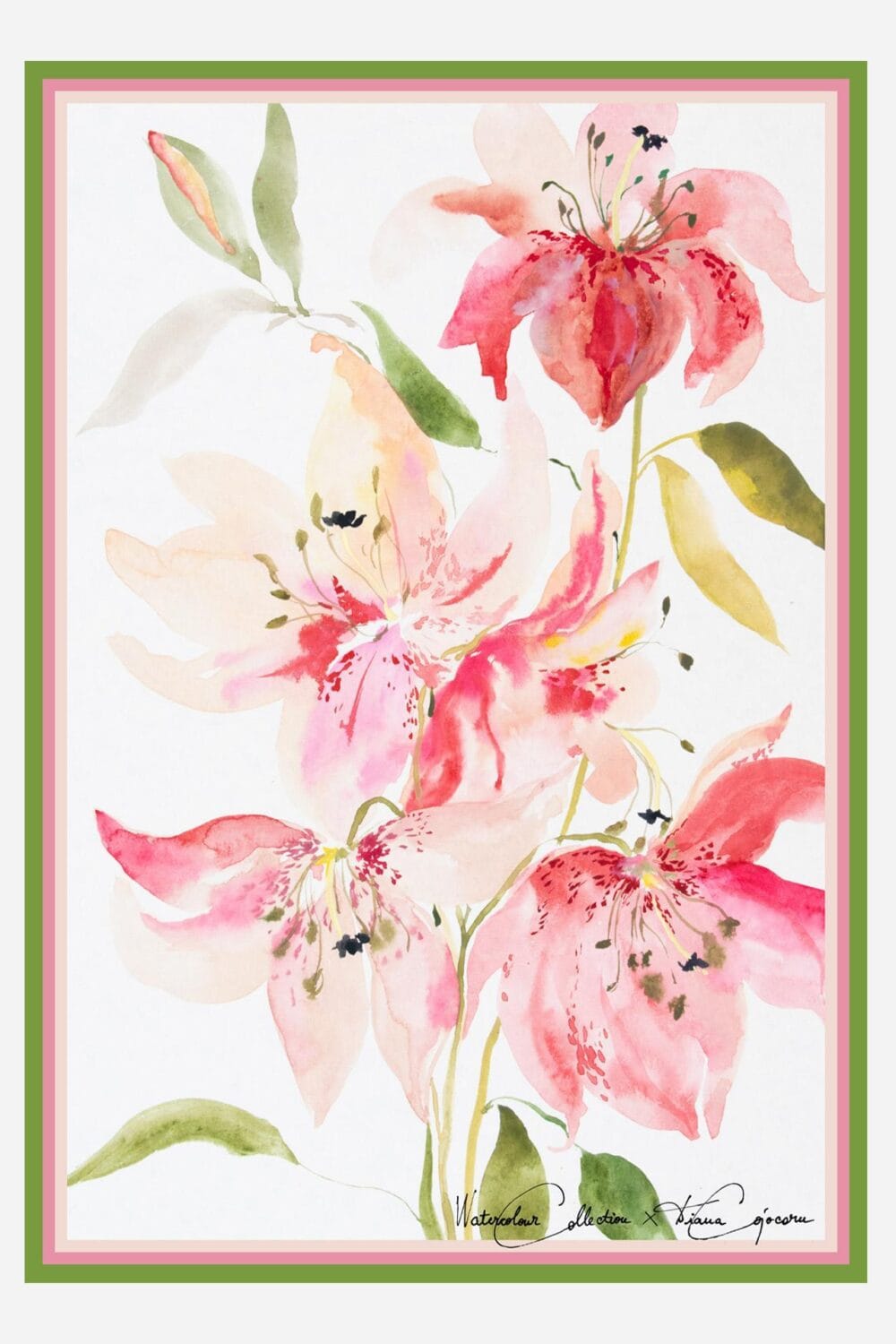 Écharpes en soie Sheer Lilies 100 x 70 cm - dianacojocaru.fr